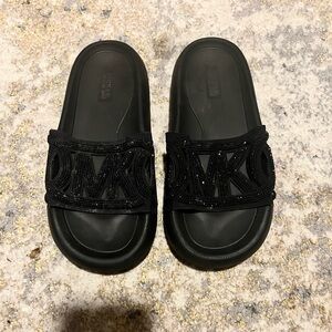 Michael Kors Black Beaded Slide Sandals